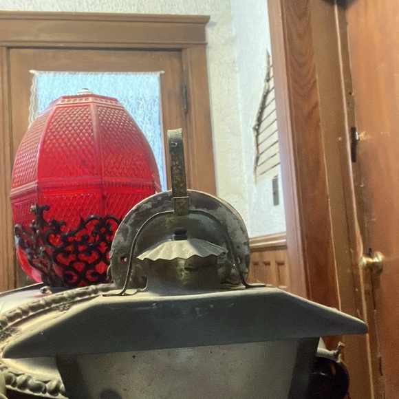 Red Decorative Lantern with Black Accents - Picture 2 of 7